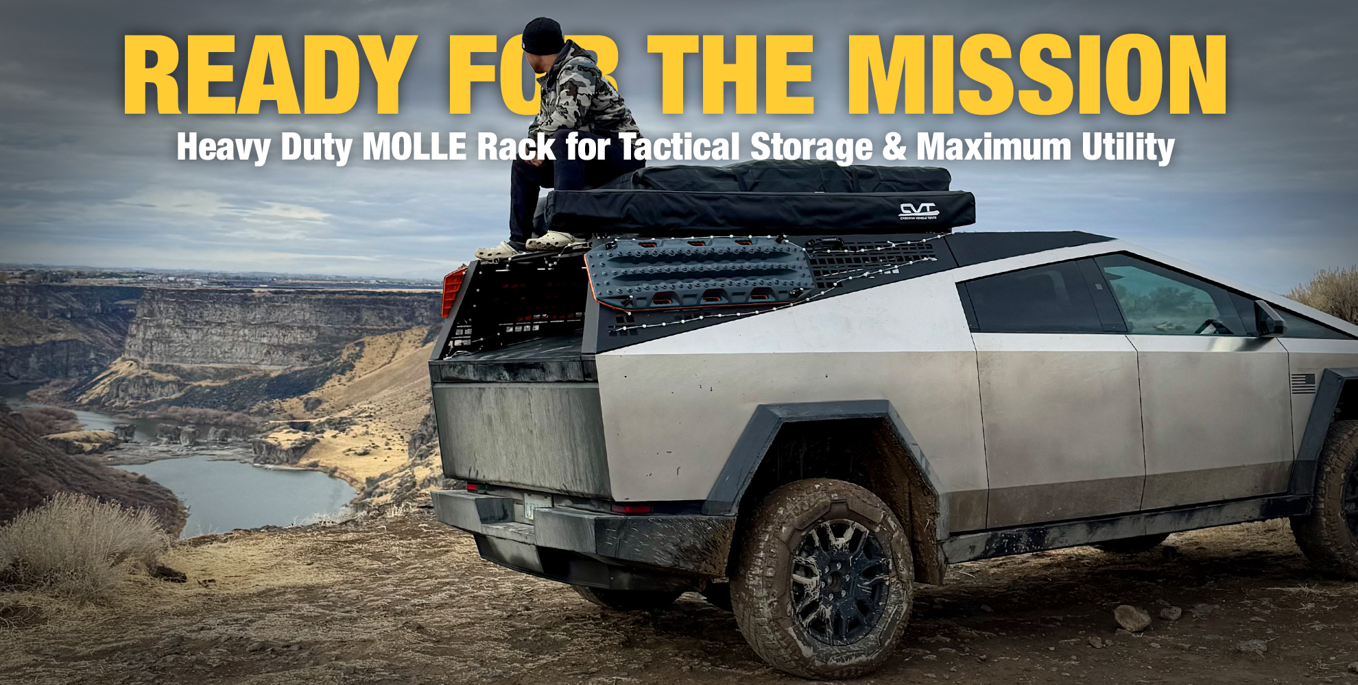 tesla cybertruck molle rack banner